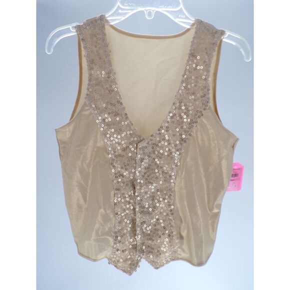 Dance Vest Revolution 808 Gold Large Child Jazz Tank Gymnastics Nylon Cheer Con - Picture 1 of 2